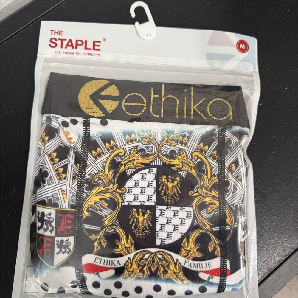 Ethika Black and Gold Crest Boxer Briefs